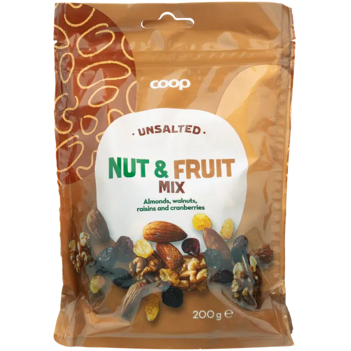 Coop pähkinä- ja hedelmäsekoitus 200 g suolaamaton
