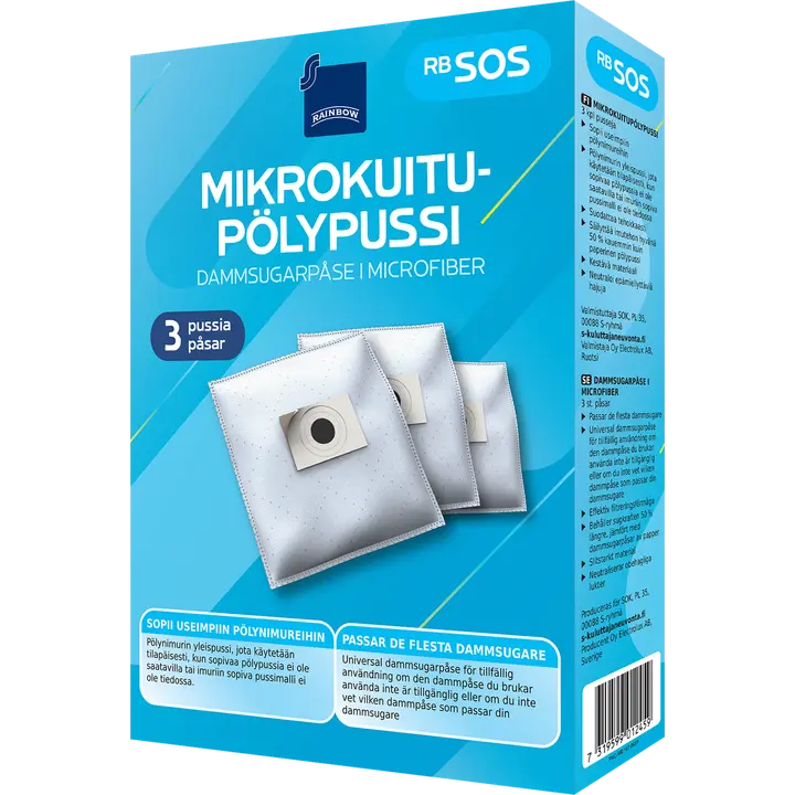 Rainbow pölypussi RBSOS 3kpl yleispätevä pussimalli