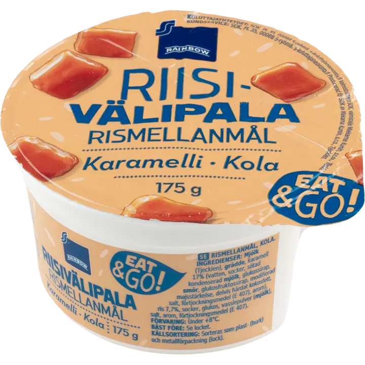 Rainbow Riisivälipala Karamelli 175g