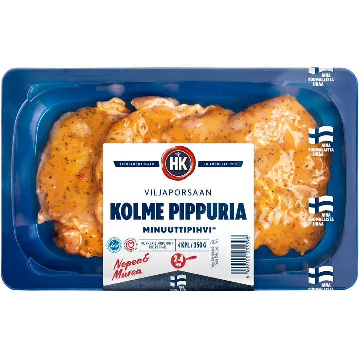 HK Viljaporsaan Minuuttipihvi ® Kolme Pippuria  350g