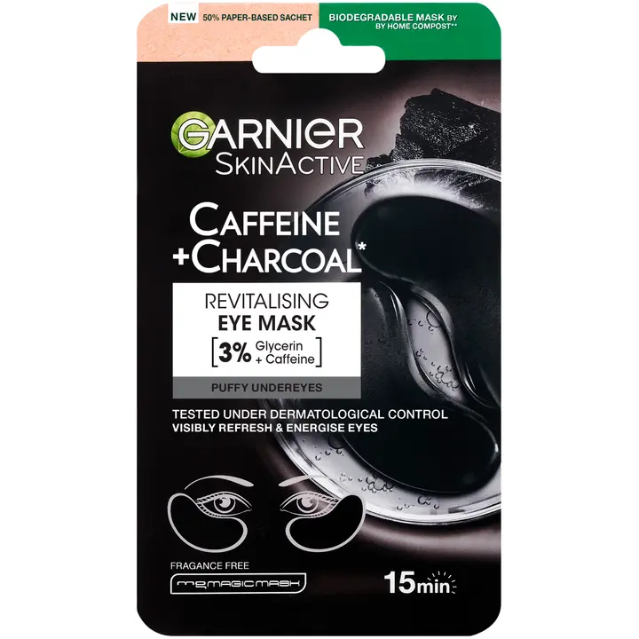 Garnier SkinActive Caffeine + Charcoal Depuffinig silmänalusnaamio väsyneelle iholle 5g