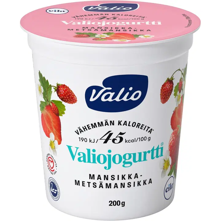 Valiojogurtti 200 g vähemmän kaloreita mansikka-metsämansikka laktoositon