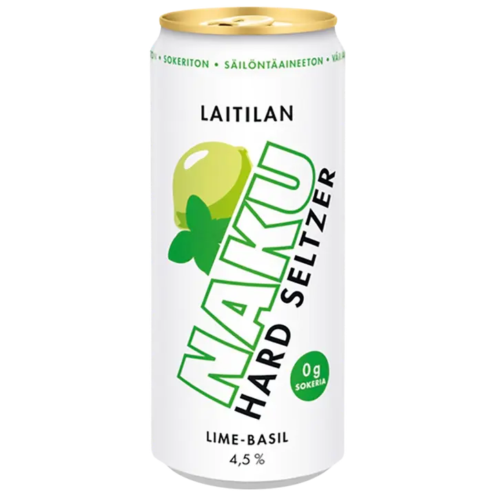 Laitilan Naku Lime-Basil 4,5 til-% 0,33L hard seltzer