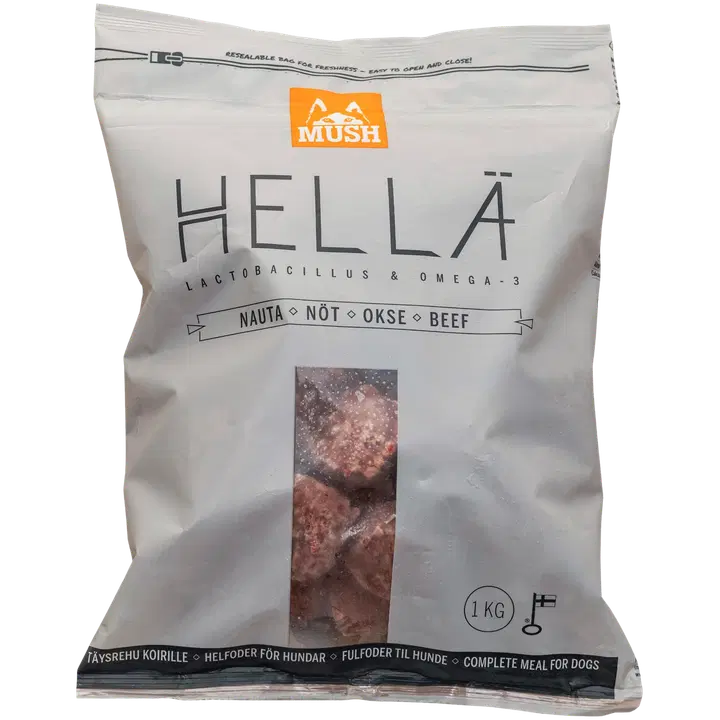Mush 1kg täysravinto koirille Hellä nauta