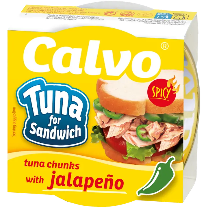 Calvo tuna for sandwich tuunikala tükid jalopenoga õlis 142g