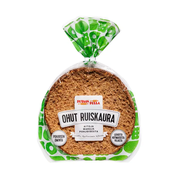 Putaan Pulla Ohut Ruiskaura 210 g halkaistu täysjyväruiskauraleipä