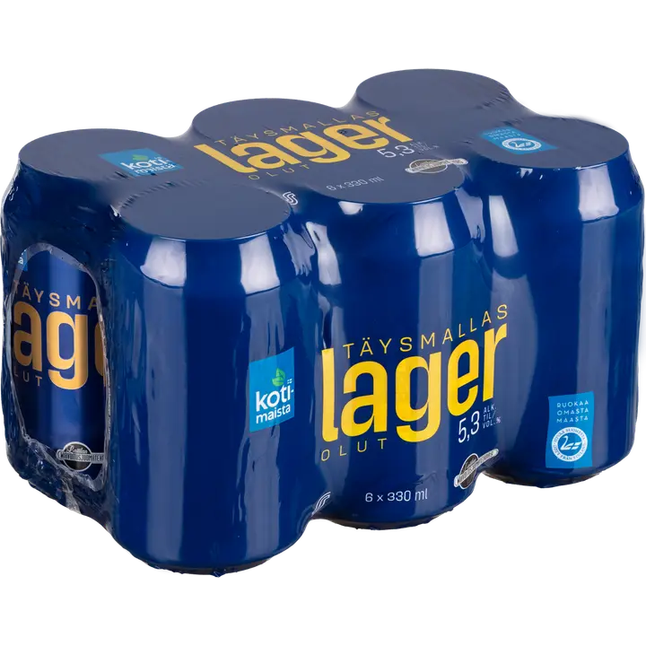 6 x Kotimaista Täysmallaslager 5,3% 0,33L olut