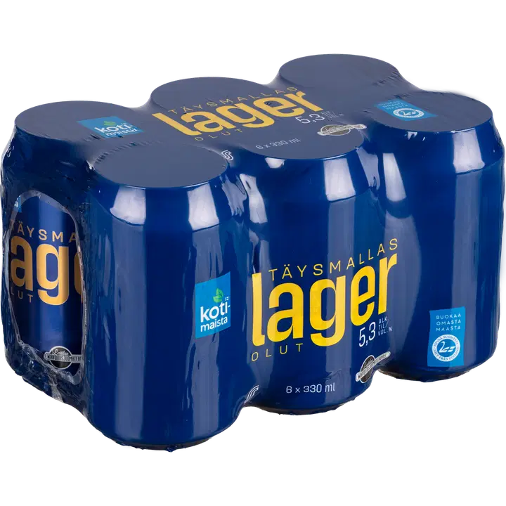 6 x Kotimaista Täysmallaslager 5,3% 0,33L olut