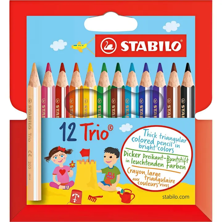 Stabilo puuvärikynä Trio paksu ja lyhyt 12 väriä