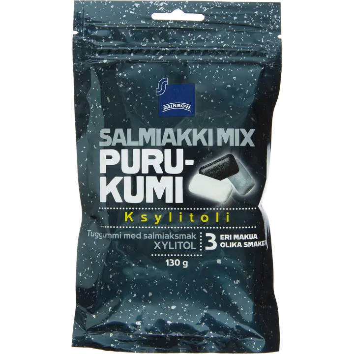Rainbow purukumi salmiakki mix ksylitoli 130g