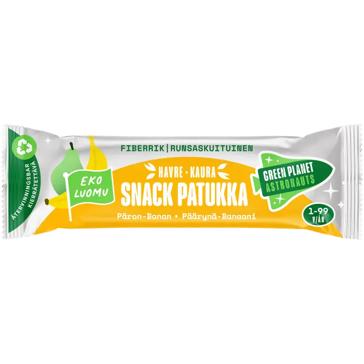 Green Planet Astronauts Luomu kaurapatukka Päärynä-banaani 12 kk+ 25g
