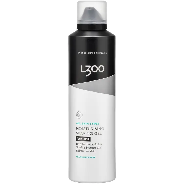 L300 for men Moisturising Shaving Gel fragrance free hajusteeton kosteuttava ja suojaava partageeli 200ml