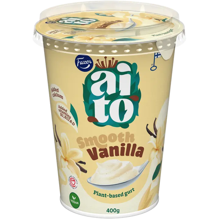 Fazer Aito Kasvipohjainen Gurtti Vanilja 400 g, vaniljakauravälipala