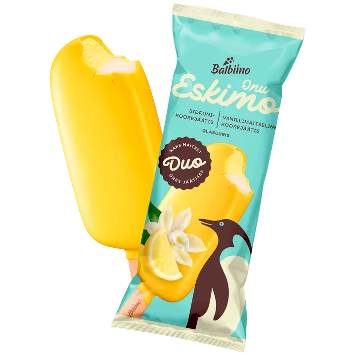 ONU ESKIMO Sidruni- ja vanillimaitseline koorejäätis glasuuris 150ml/84g