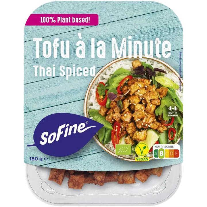 SoFine Tofu à la minute tofukuutiot thai spiced luomu 180g