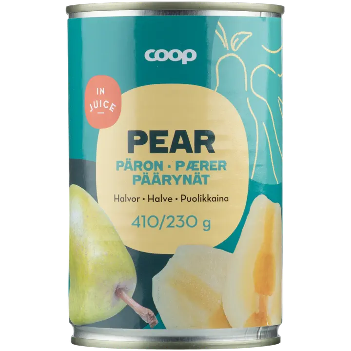 Coop päärynänpuolikkaat mehussa 410/230 g