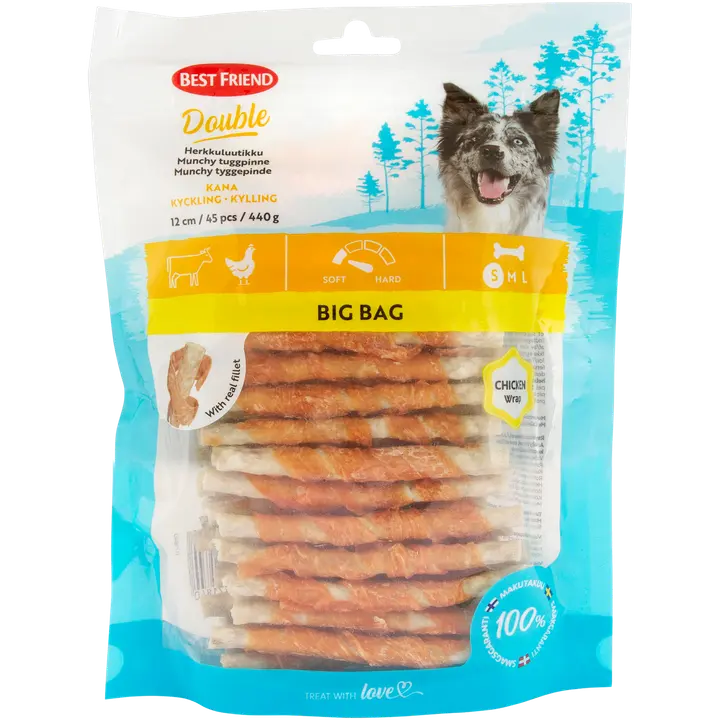 Best Friend Double herkkuluutikku kana Big Bag 12 cm 45 kpl 440 g