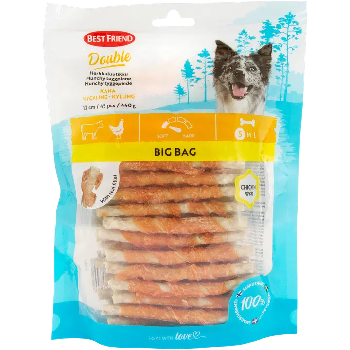 Best Friend Double herkkuluutikku kana Big Bag 12 cm 45 kpl 440 g