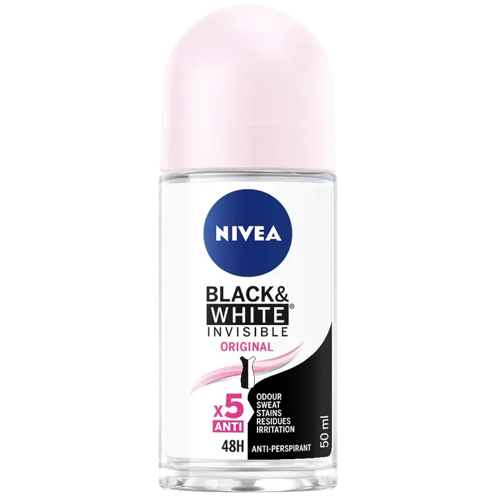 NIVEA 50ml Black & White Invisible Original Deo Roll-on -antiperspirantti