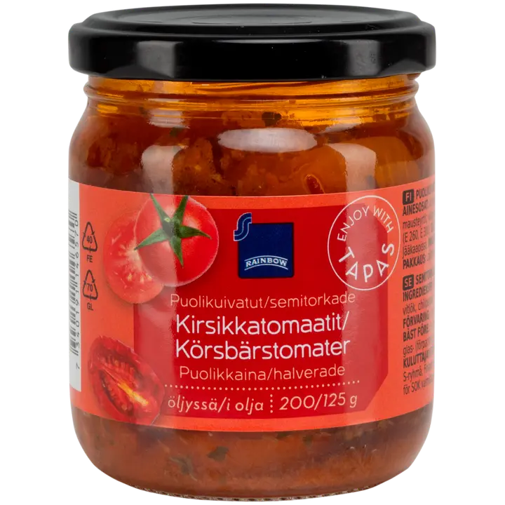 Rainbow puolikuivatut kirsikkatomaatit öljyssä 200 g