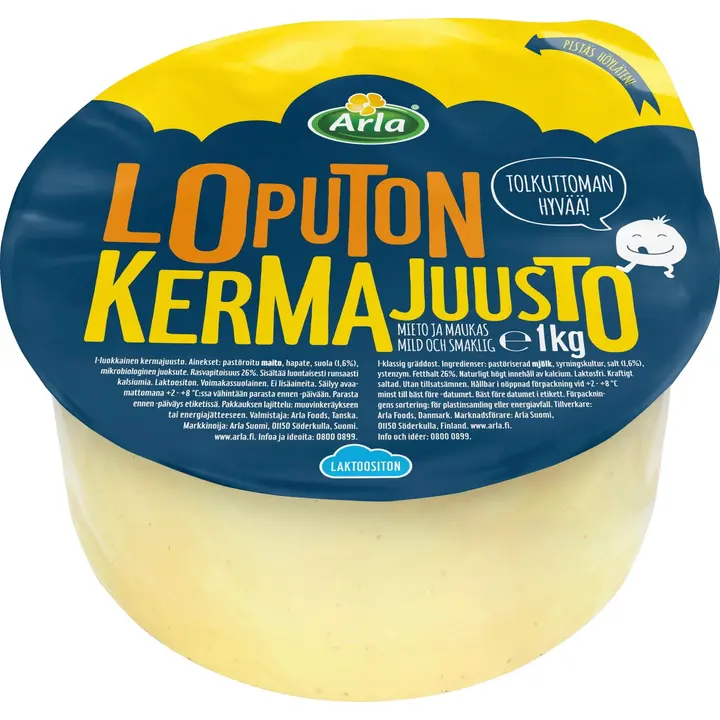 Arla Tolkuttomat Juustot Loputon 1 kg kermajuusto