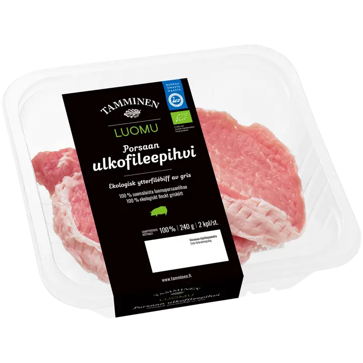 Tamminen luomu porsaan ulkofilepihvi  2kpl/240g