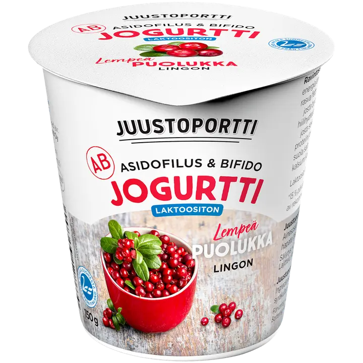 Juustoportti AB-jogurtti 150 g puolukka laktoositon