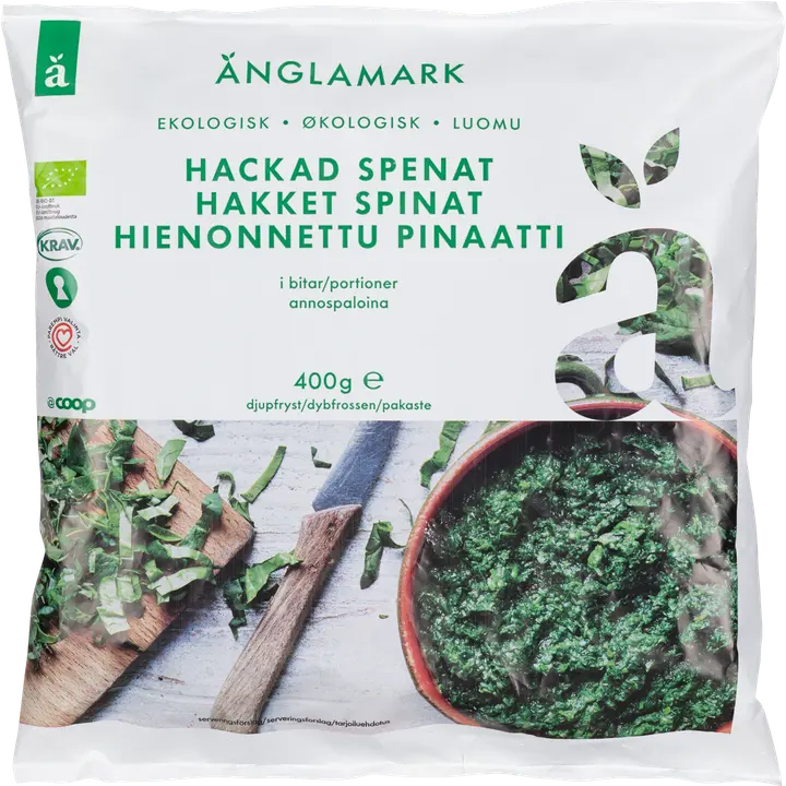Änglamark hienonnettu pinaatti luomu pakaste 400 g
