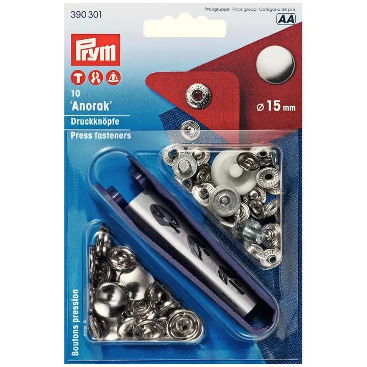Prym painonappi 15mm 10kpl hopeanvärinen