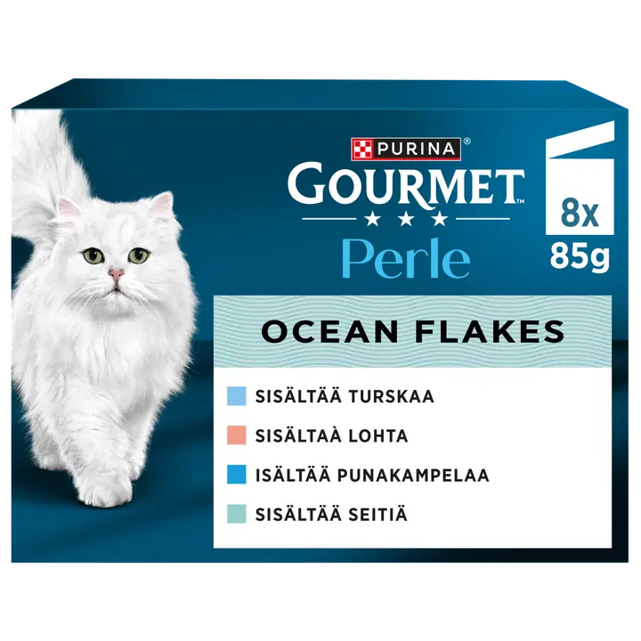 Purina Gourmet Perle Ocean Flakes MSC Lajitelma Kastikkeessa Kissan märkäruoka 8x85g