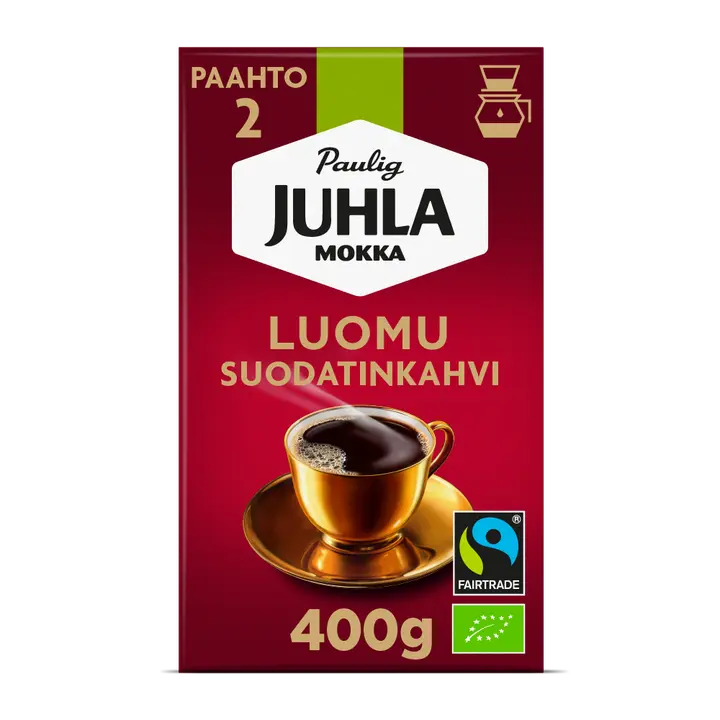 Paulig Juhla Mokka Luomu kahvi suodatinjauhatus 400g