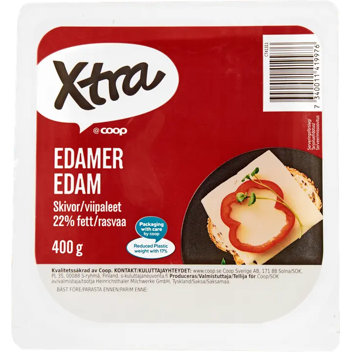 Xtra 400g Edam juustoviipaleet 22%