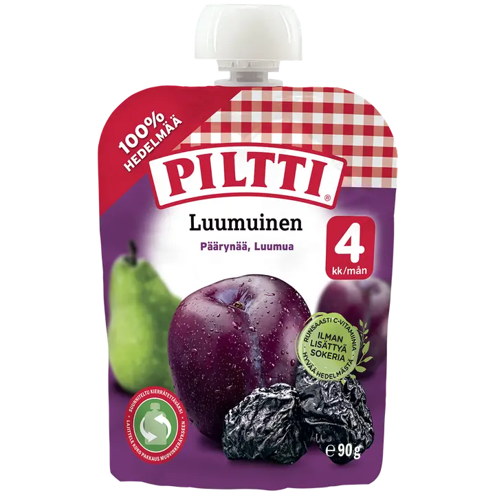 Piltti 90g Luumuinen hedelmäsose 4kk annospussi