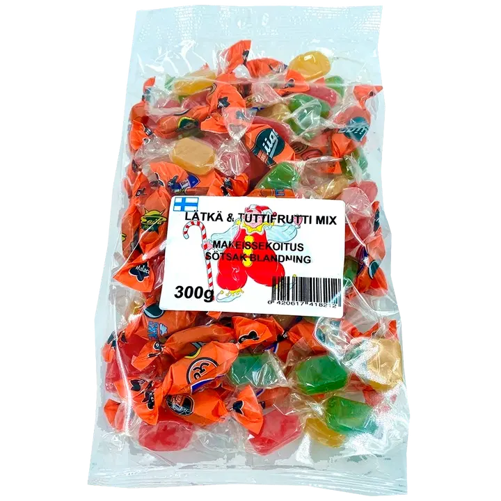 Finnsweet Lätkä & Tuttifrutti 300g salmiakin ja hedelmänmakuisia makeisia