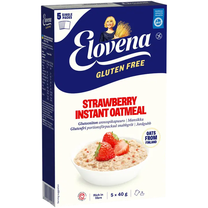 Elovena gluteenivabad maasika-kiirpudruportsjonid 5 × 40 g