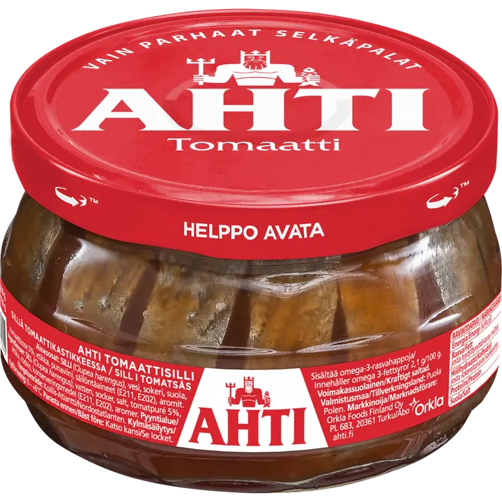 Ahti tomaattisilli, silliä maustekastikkeessa 240/150g