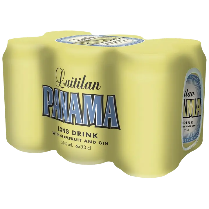 6 x Laitilan Panama Gin 5,0 til-% 0,33L ginipohjainen greipinmakuinen long drink