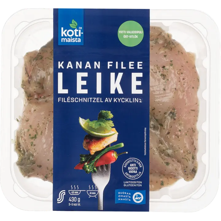 Kotimaista kanan fileeleike valkosipuli-yrtti 430g