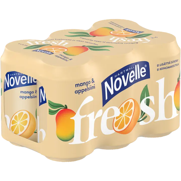 6 x Hartwall Novelle Fresh Mango-Appelsiini kivennäisvesi 0,33 l