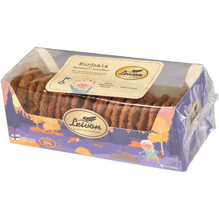 Leivon Leipomo Kauralastu marjamix  250g pikkuleipä