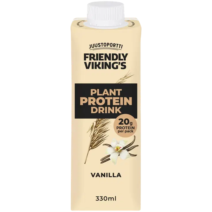 Juustoportti Friendly Viking's kasviproteiinijuoma vanilja UHT 330 ml