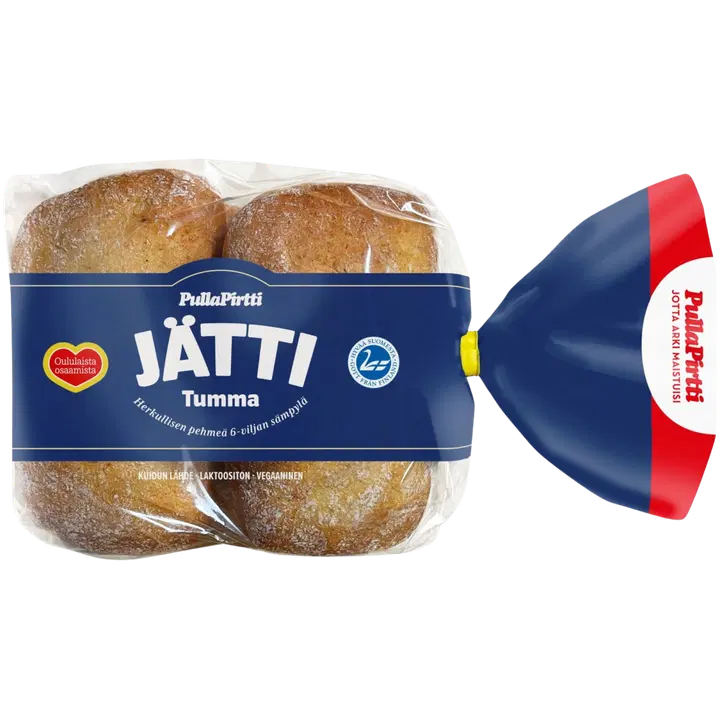 Pulla-Pirtti Jätti tumma 4/360g laktoositon moniviljasämpylä