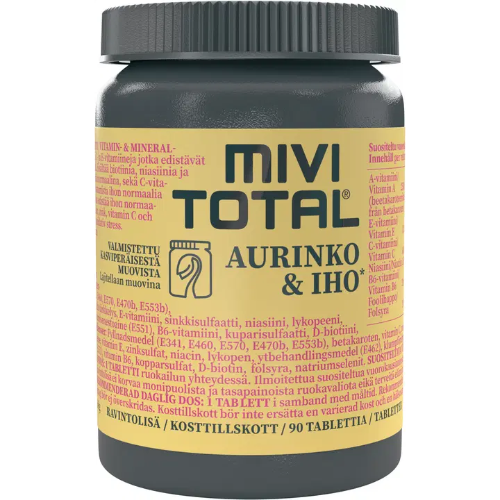 Mivitotal Iho ja Aurinko vitamiini-kivennäisaine 90 tabl