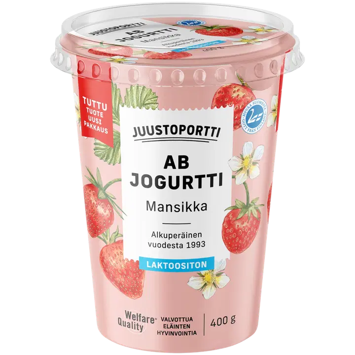 Juustoportti AB-jogurtti 400g mansikka laktoositon