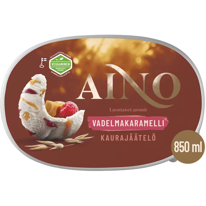 Aino Vadelmakaramelli vegaaninen kaurajäätelö 508g/850ml