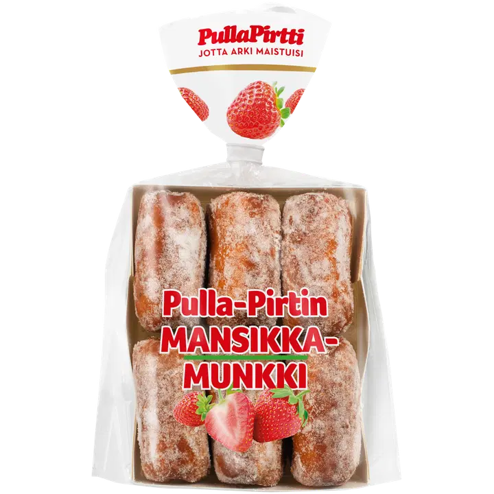 Pulla-Pirtti Mansikkamunkki 6/360g laktoositon mansikkatäytemunkki