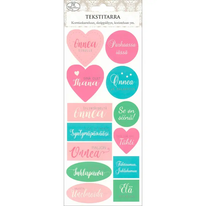 J.K. Primeco tekstitarra onnittelut pastelli 1ark/pkt