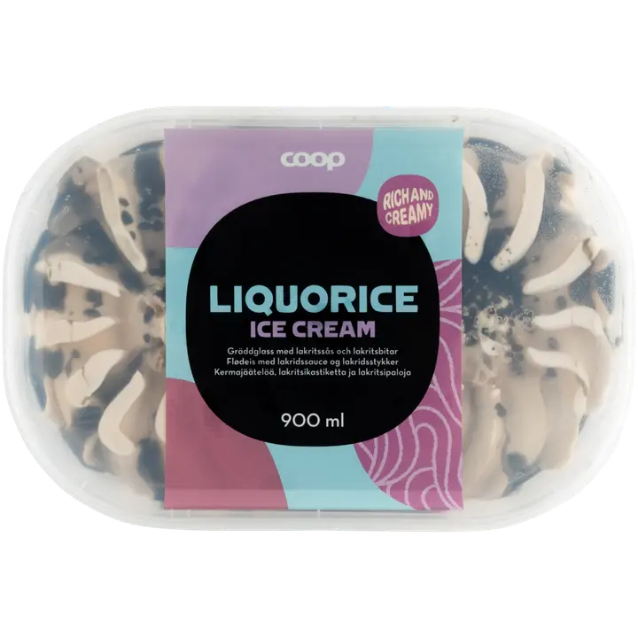 Coop lakritsikermajäätelö 900 ml/450 g