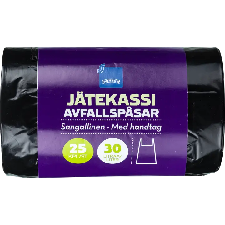 Rainbow prügikott sangadega 30l 25tk must