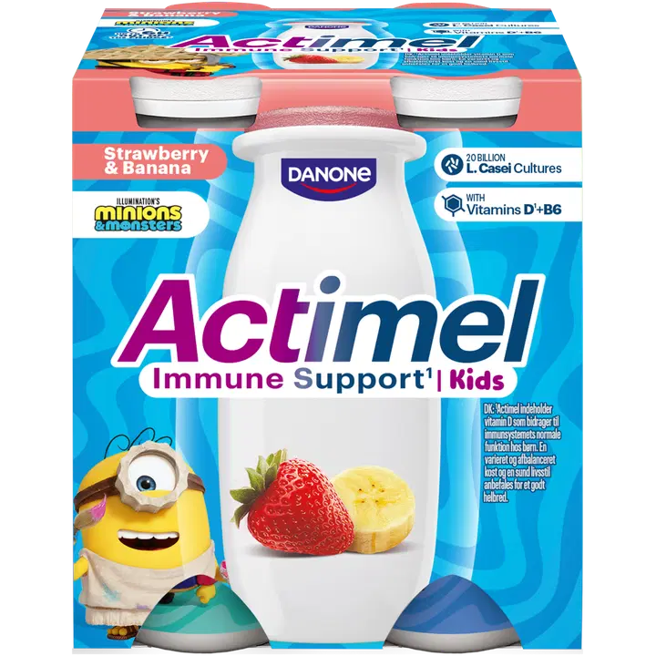 Actimel Maasika ja banaani jogurtijook L. casei Danone ning B6 ja D vitamiinidega 4x100g